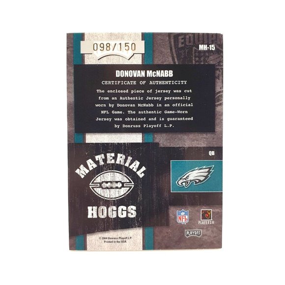 2004 Playoff Hogg Heaven Material Hoggs Bronze 098/150 Donovan McNabb #MH-15 - Picture 2 of 2